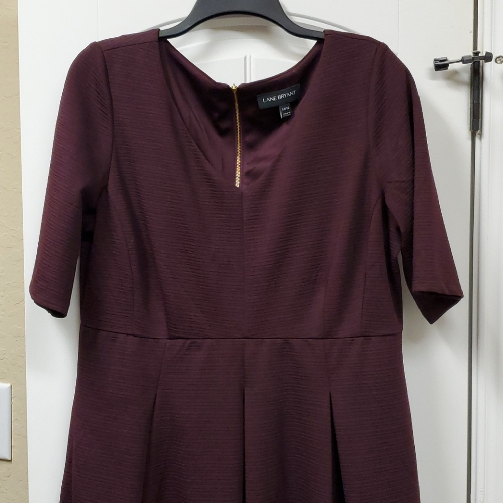 Lane Bryant Maroon Short Sleeve Dress